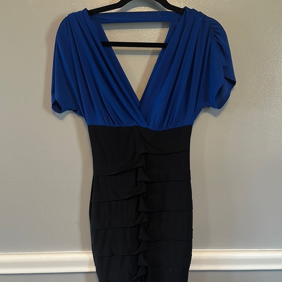 Charlotte Russe Dresses & Skirts - Charlotte Russe Blue and Black Ruched Wrap Mini Dress